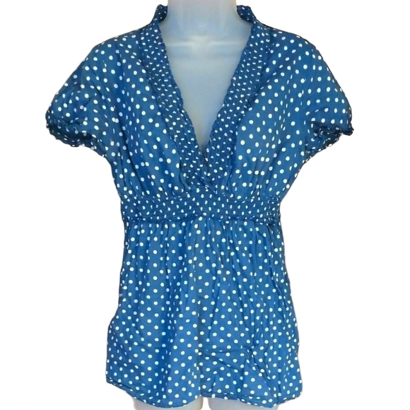 At Last Blue Polkadot Top - Picture 1 of 5